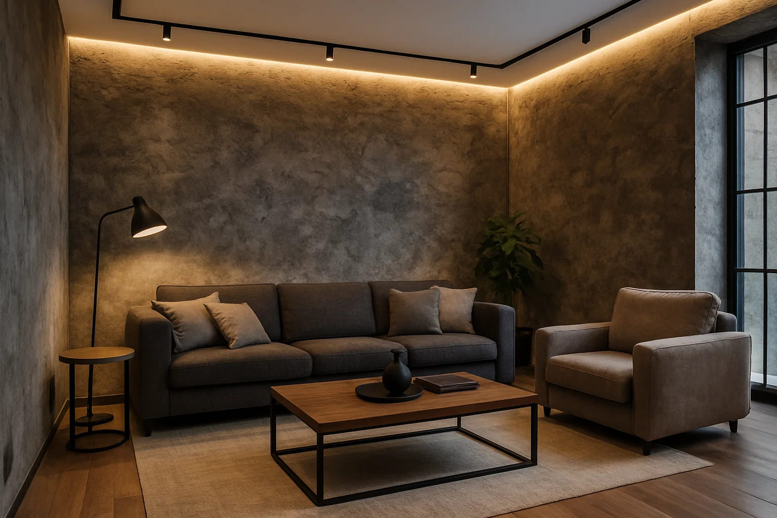 Комбинирование декоративных покрытий и освещения